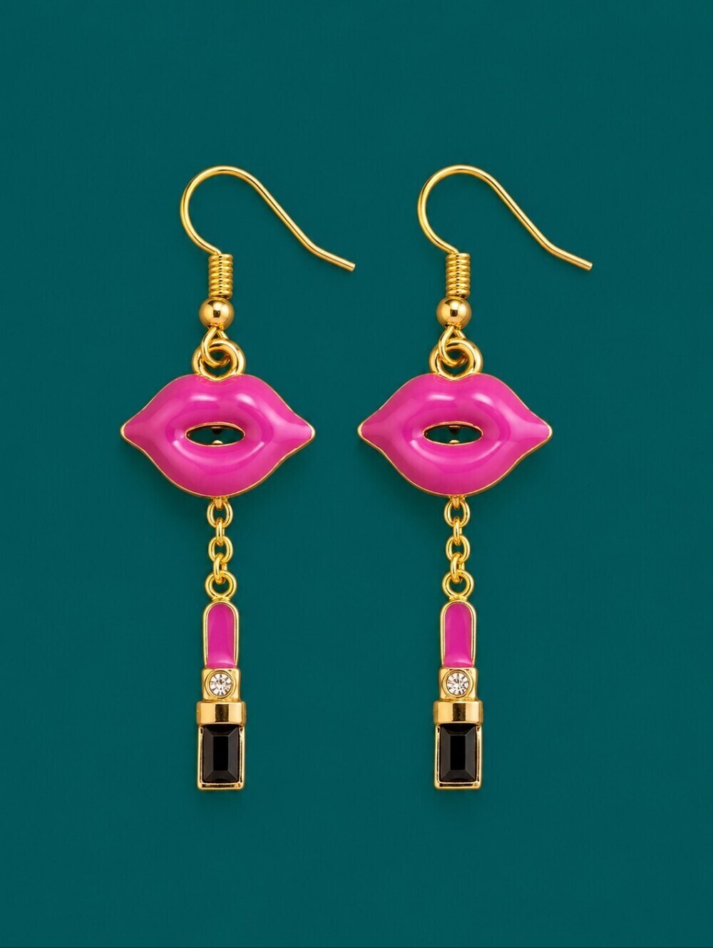5/$25 Pink Lips Lipstick Valentine's Dangle Hook Earrings